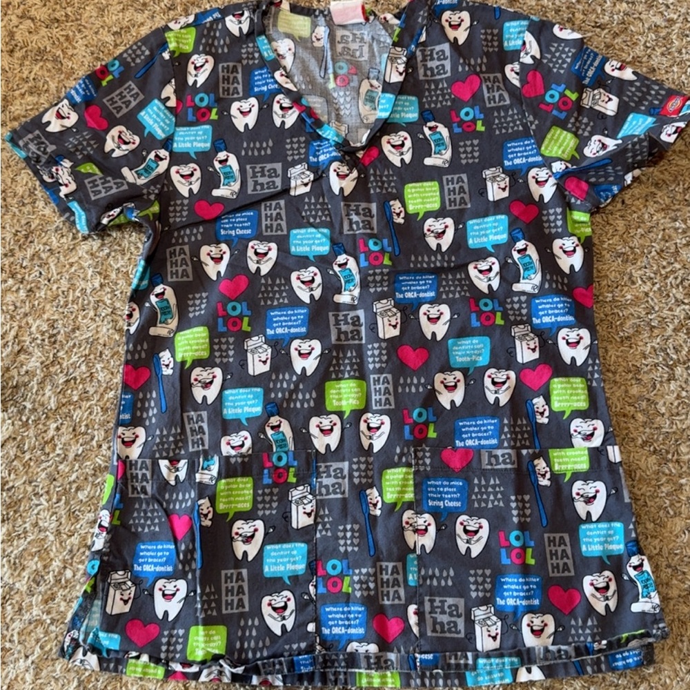 Dental tooth theme scrub top